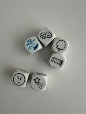 White Story Prompt Dice - Emotion and Object Illustration Set Simple Screen Free